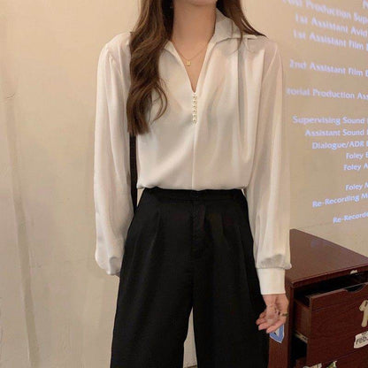 Niche Loose Long Sleeve Top - Versatile Blouse in Stylish Colors - Buy Center