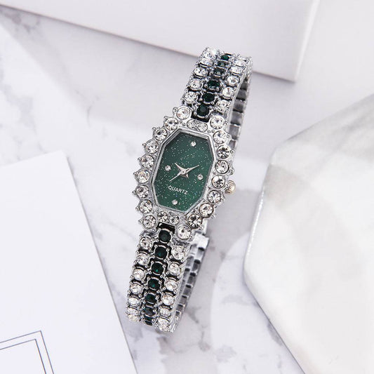 Elegant Ladies Diamond Watch - Starry Emerald Quartz Fashion Timepiece - Buy Center
