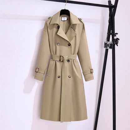 Elegant Mid-Length Trench Coat for Women - Khaki & Black Options 2025 - Buy Center