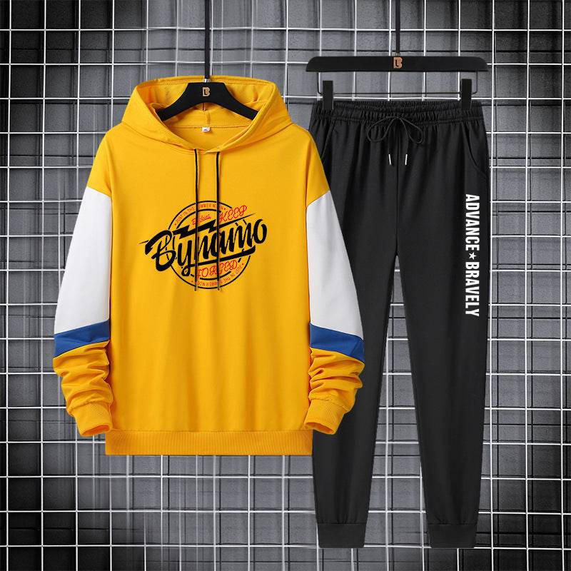 Men's Paneled Hooded Cotton Pajama Set - Cozy Sweatshirt & Trousers - Buy Center