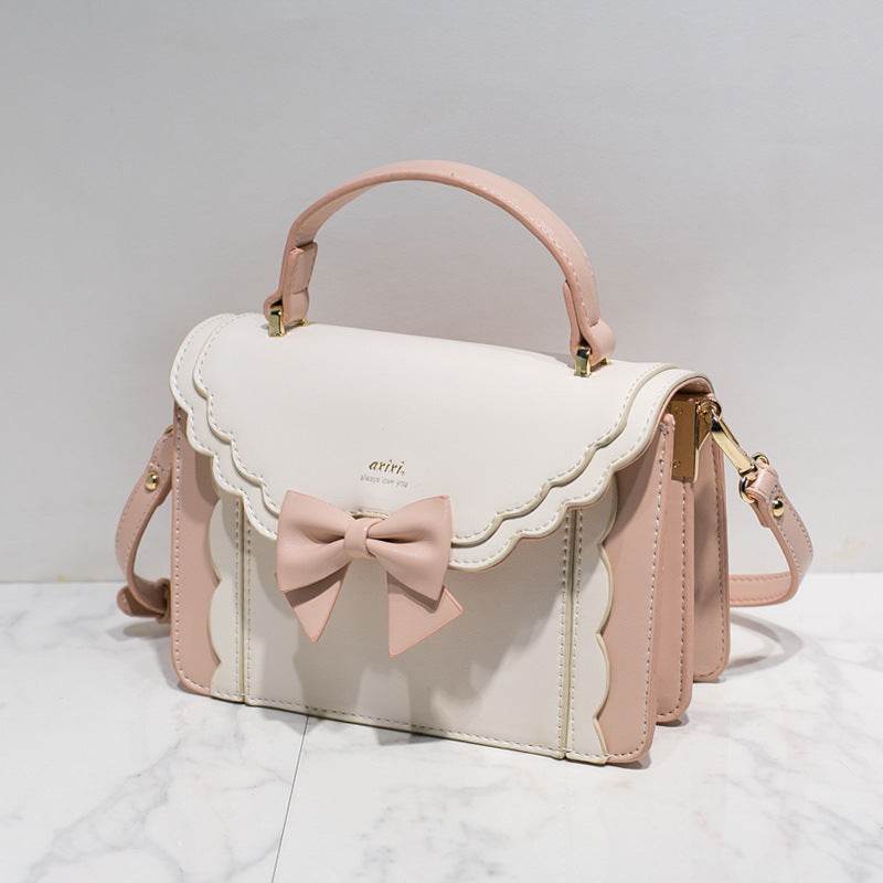 Women's Bow Style Square Bag - Peach Pink & Elegant Colors for 2025 - Buy Center