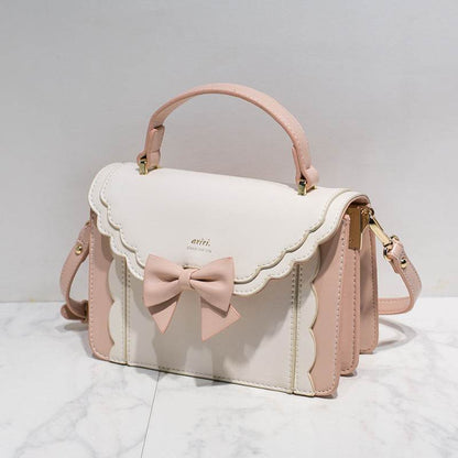 Women's Bow Style Square Bag - Peach Pink & Elegant Colors for 2025 - Buy Center