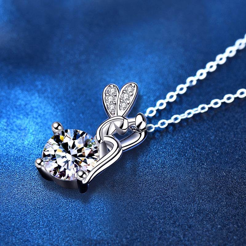 FARCENT Moissanite Necklace - 925 Sterling Silver Cartoon Style Charm - Buy Center