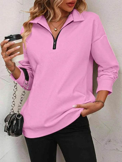 Buycenter Women's Fashion Pullover Sweatshirt - Long Sleeve Zipper Style - Buy Center