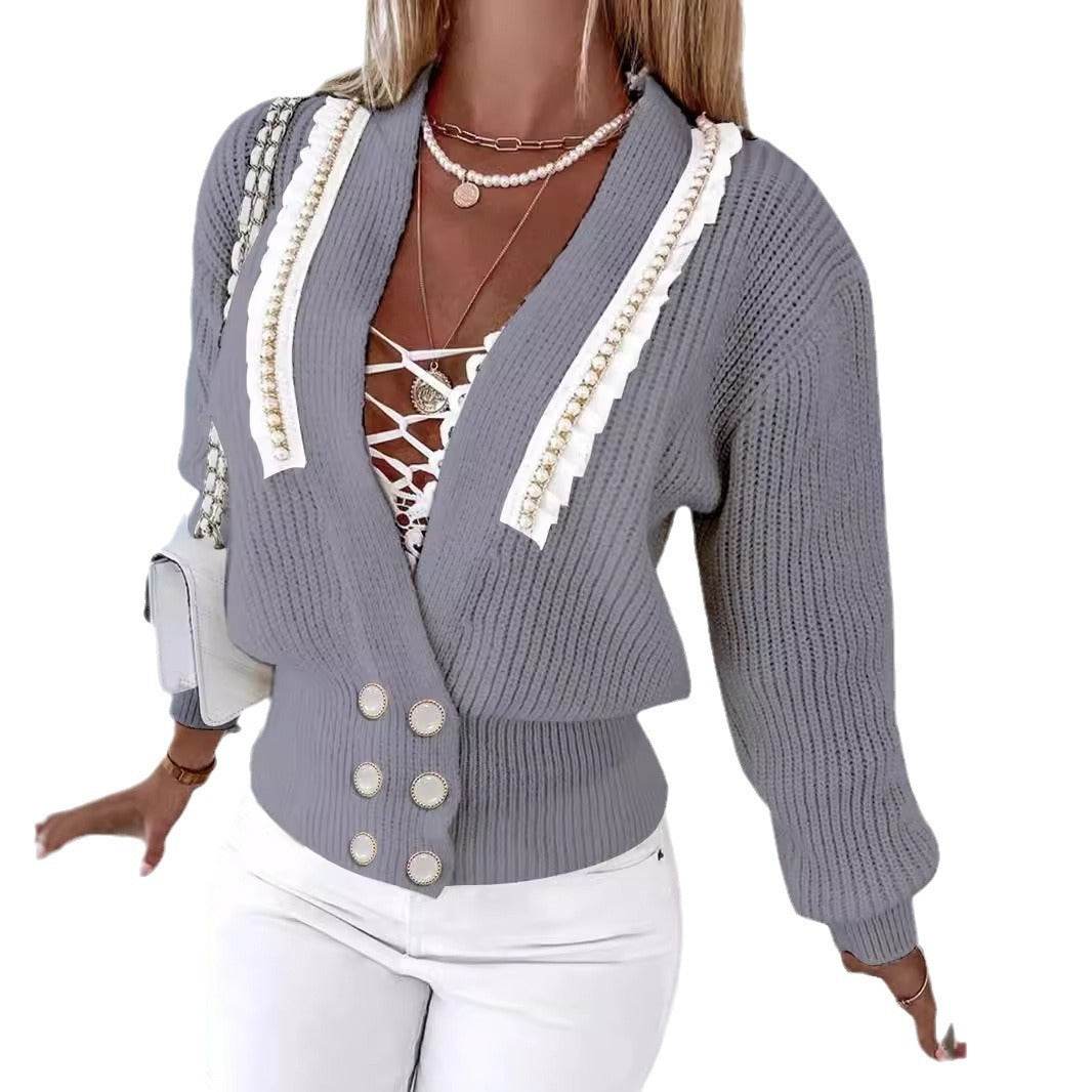 Buycenter Long Sleeve Cardigan Sweater - Stylish Gray Fashion Coat - Buy Center