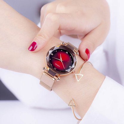 Women's Starry Quartz Watch - Sleek 8mm Lazy Magnet Strap, Stylish Design - Buy Center