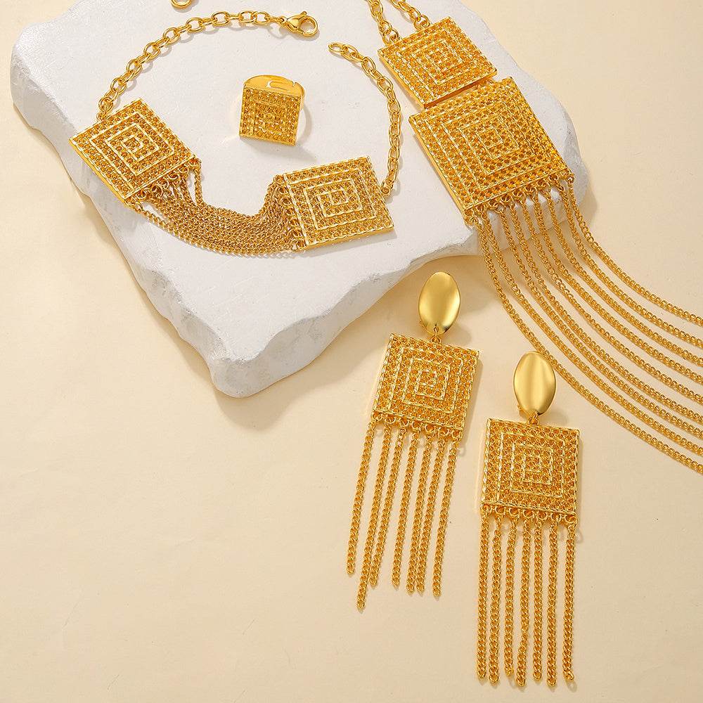 Elegant 5pcs Gold Plated Jewelry Set - Perfect for Weddings & Holidays - Buy Center