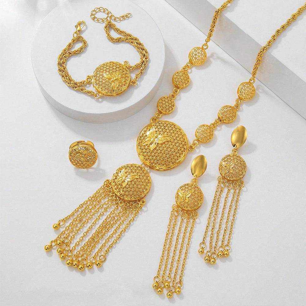 Fashionable Butterfly Wedding Jewelry Set - Necklace, Earrings, Bracelet - Buy Center