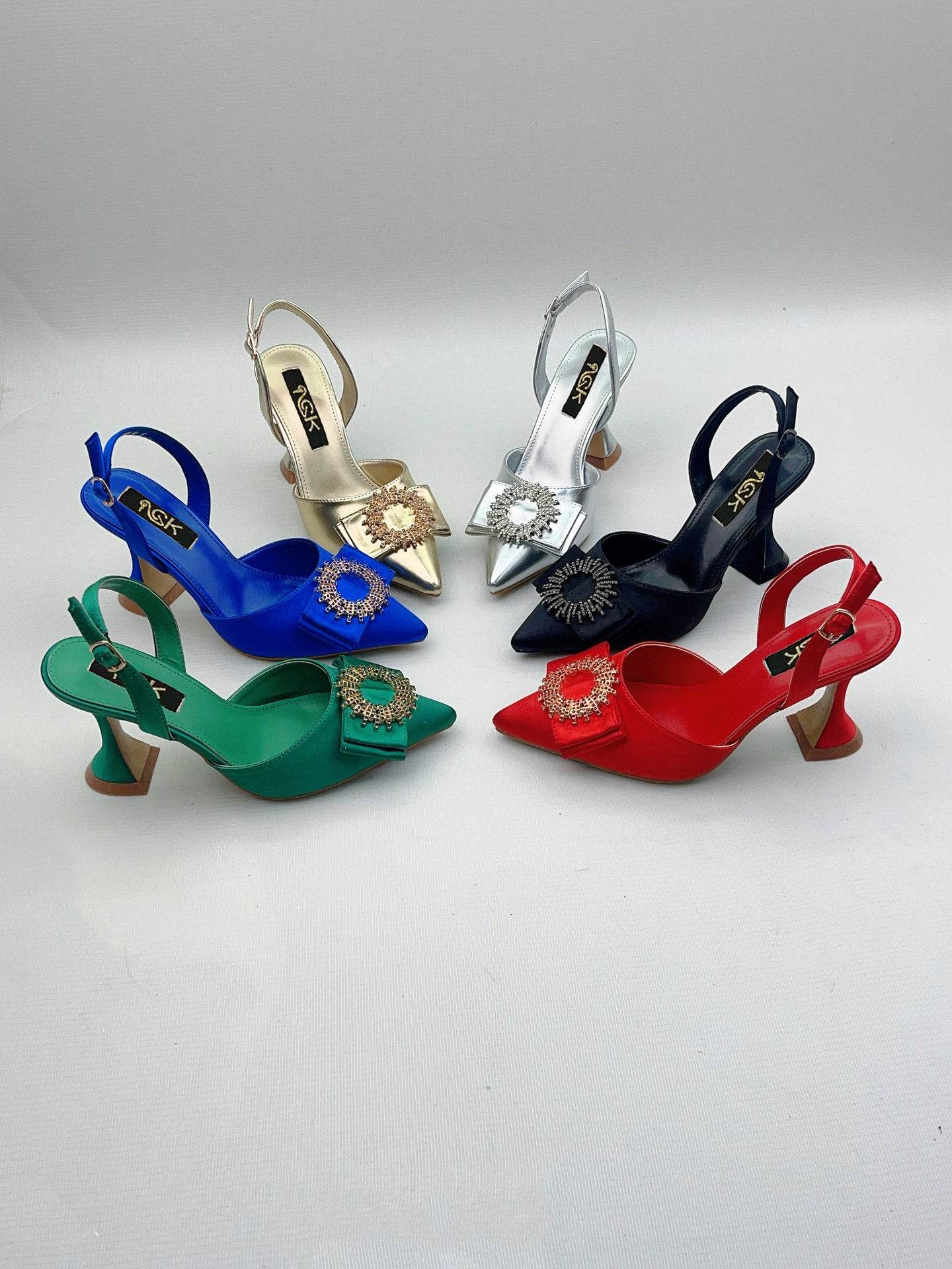 Elegant Pointed Toe High Heel Sandals - Rhinestone Stiletto Pumps - Buy Center