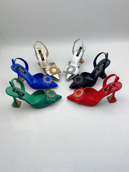 Elegant Pointed Toe High Heel Sandals - Rhinestone Stiletto Pumps - Buy Center