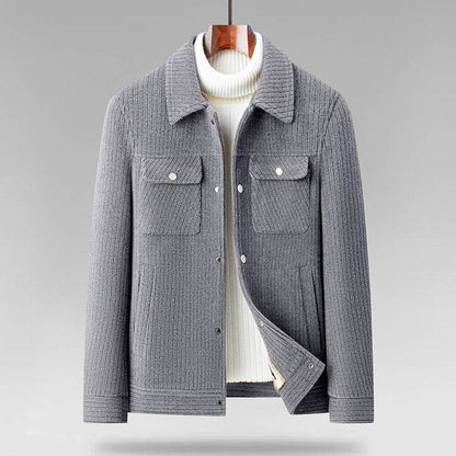 Fleece-Lined Men's Casual Coat - Stylish Warm Jacket in Brown, Gray, Black - Buy Center