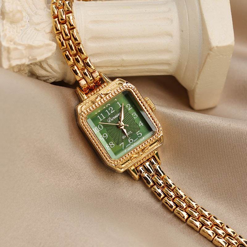 Women's Square Copper Strips Watch - Elegant Green Dial, Lightweight Design - Buy Center