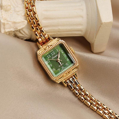 Women's Square Copper Strips Watch - Elegant Green Dial, Lightweight Design - Buy Center