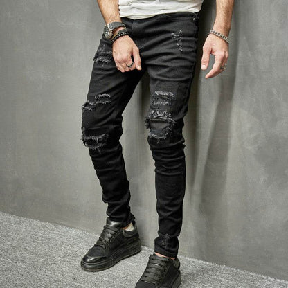 2023 Men's Stretch Skinny Jeans - Casual Black Tapered Fit Pants - Buy Center