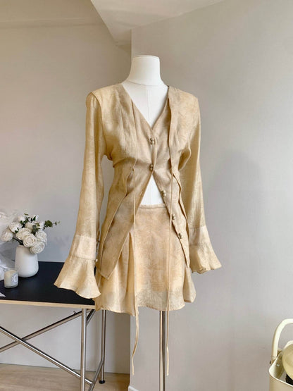 Buycenter Women's Tencel Shirt Suit - Long Sleeve Chinese Style Jumpsuit - Buy Center