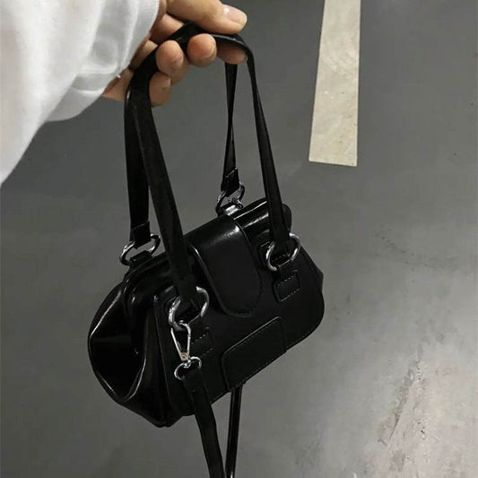 Boston Retro Clip Bag - Stylish Casual Shoulder Bag in Black, Pink, Brown - Buy Center