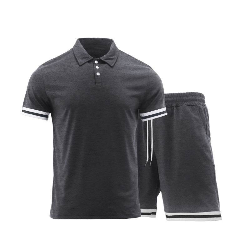 Buycenter Casual Lapel T-Shirt Suit for Men - Short Sleeve & Shorts - Buy Center