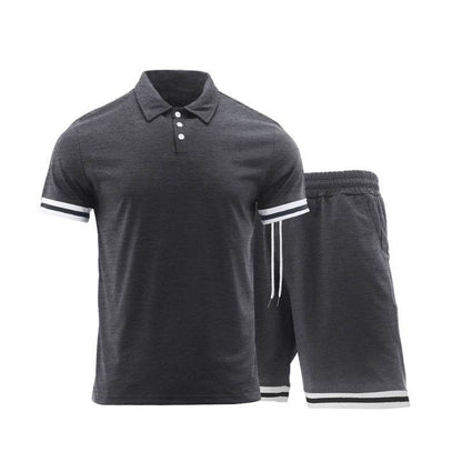 Buycenter Casual Lapel T-Shirt Suit for Men - Short Sleeve & Shorts - Buy Center