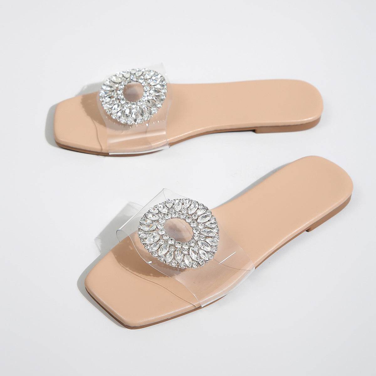 Buycenter Plus Size Women’s Beach Sandals - Rhinestone Design, Multiple Sizes - Buy Center