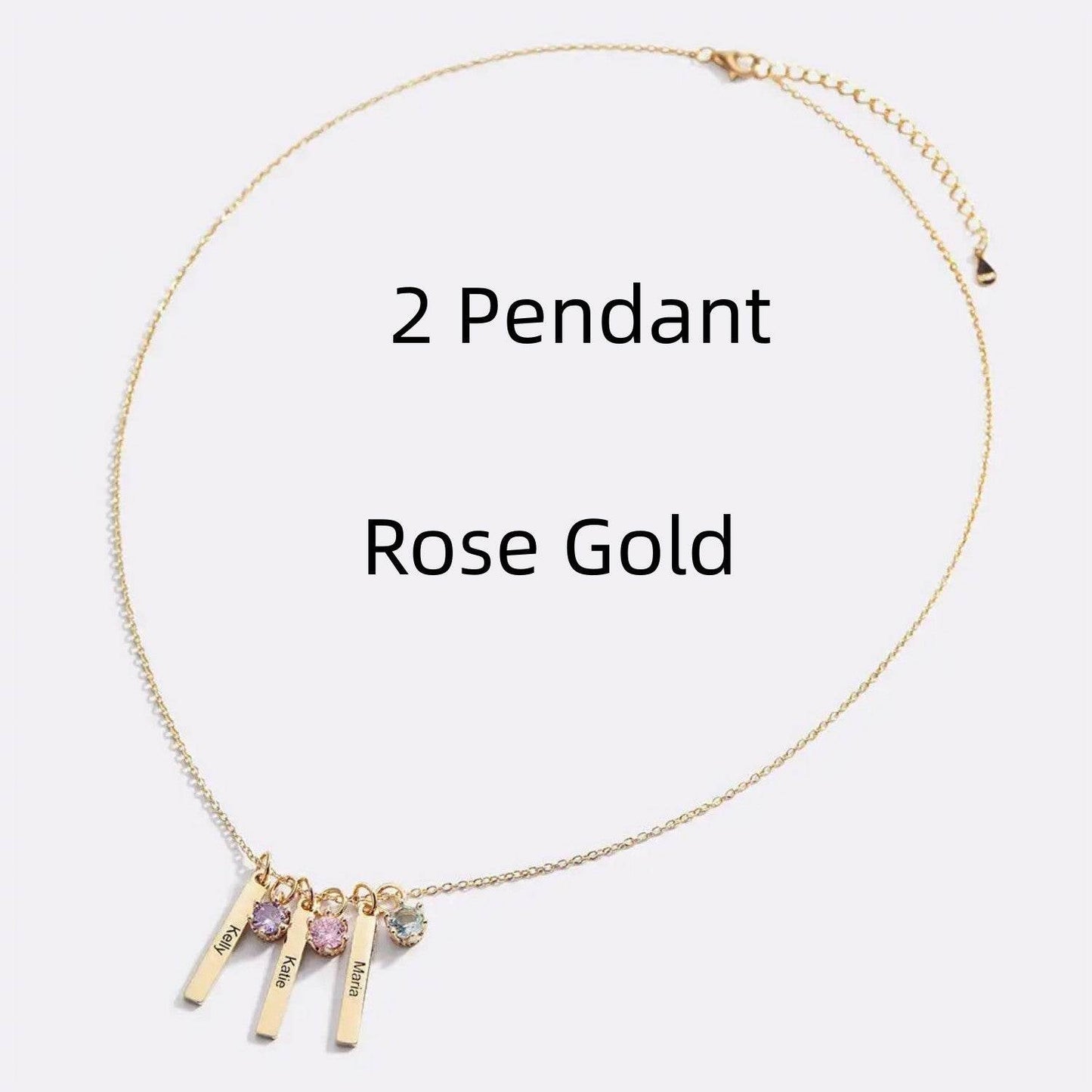 Personalized Mini Bar Birthday Stone Necklace - Custom Stainless Steel Pendant - Buy Center