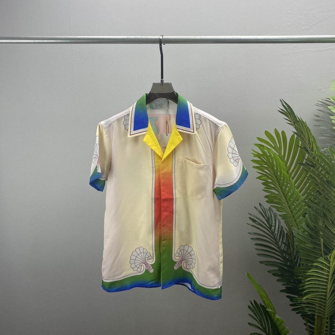 Men's Summer Casual Suit Shirt - Short Sleeve Lapel in Beige, Red, Blue - Buy Center