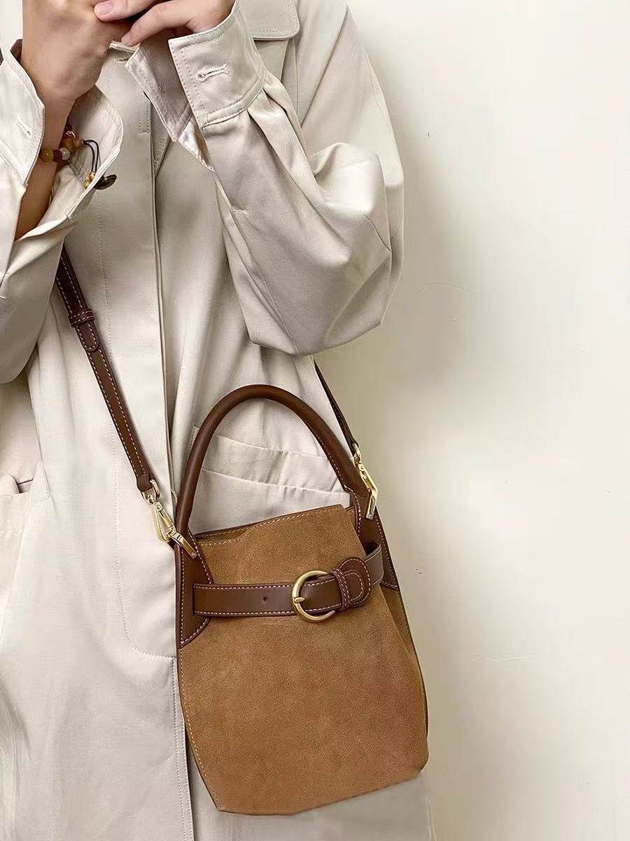 Buycenter Purple Velvet Bucket Bag - Stylish Women's Shoulder Messenger - Buy Center