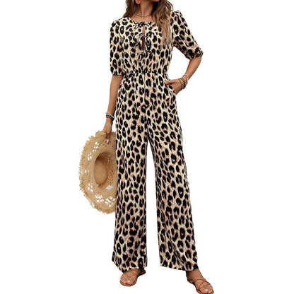 Buycenter Leopard Print Jumpsuit - High Waist, Elegant Style Romper - Buy Center