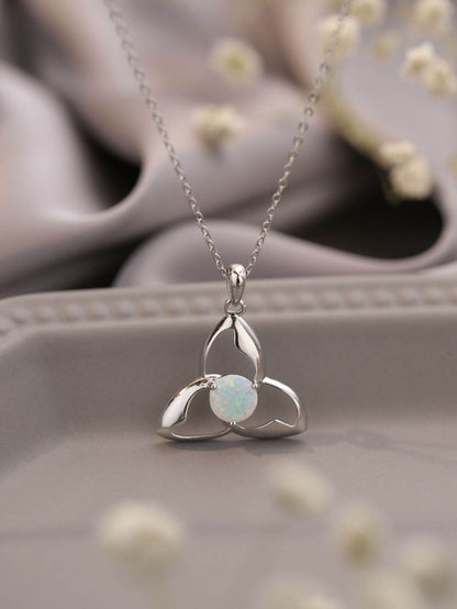 Buycenter 925 Silver Round Opal Necklace - Unisex Cross Chain Jewelry - Buy Center