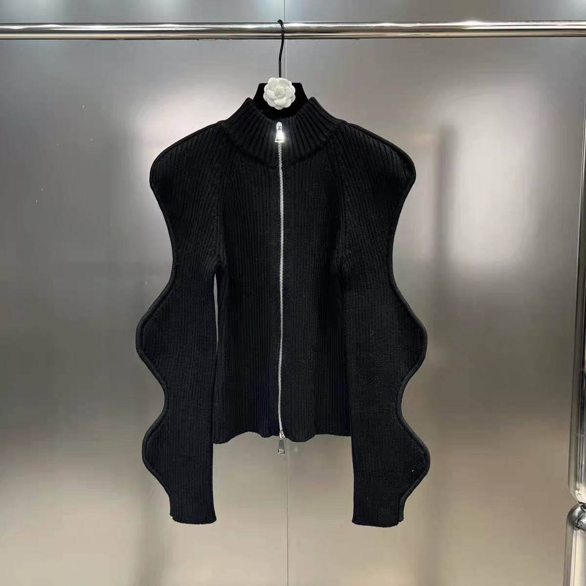 Buycenter Autumn & Winter Stand Collar Zipper Jacket - Long Sleeve Ripple Design - Buy Center