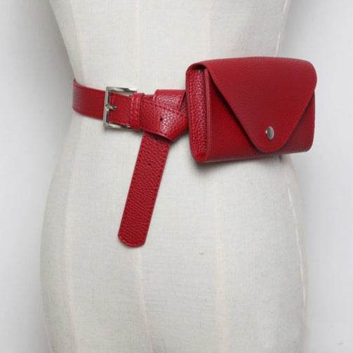 Litchi Pattern Mobile Phone Waist Bag - Stylish Imitation Leather Belt Bag - Buy Center