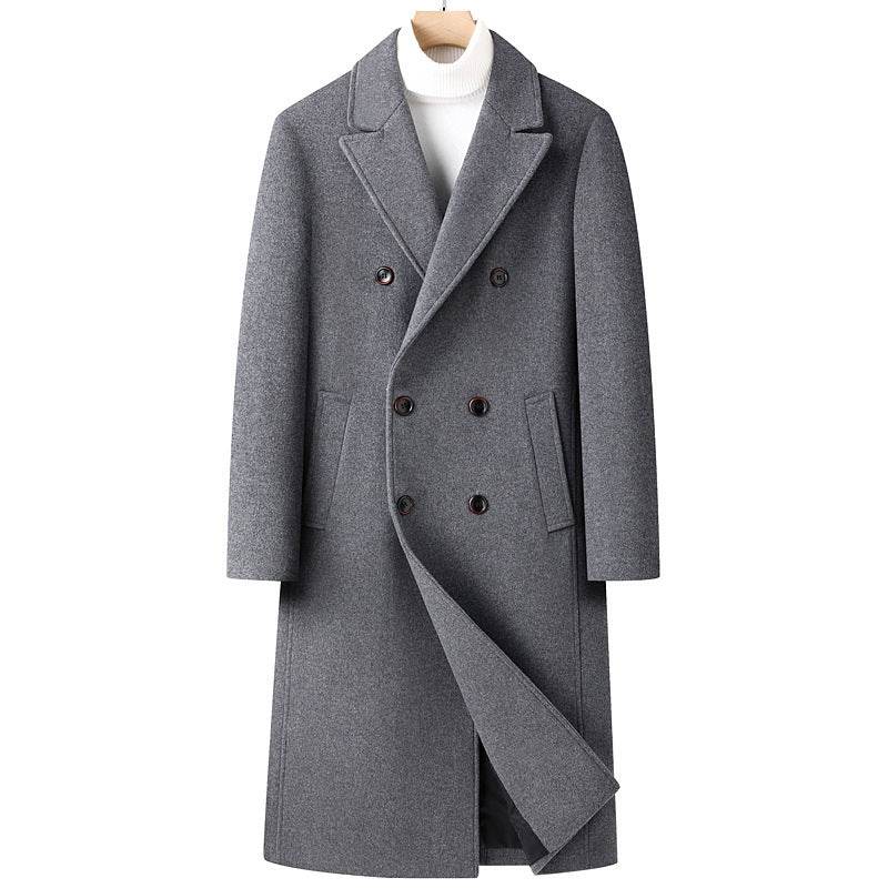 Autumn & Winter Long Woolen Coat - Double Breasted & Oblique Pockets - Buy Center