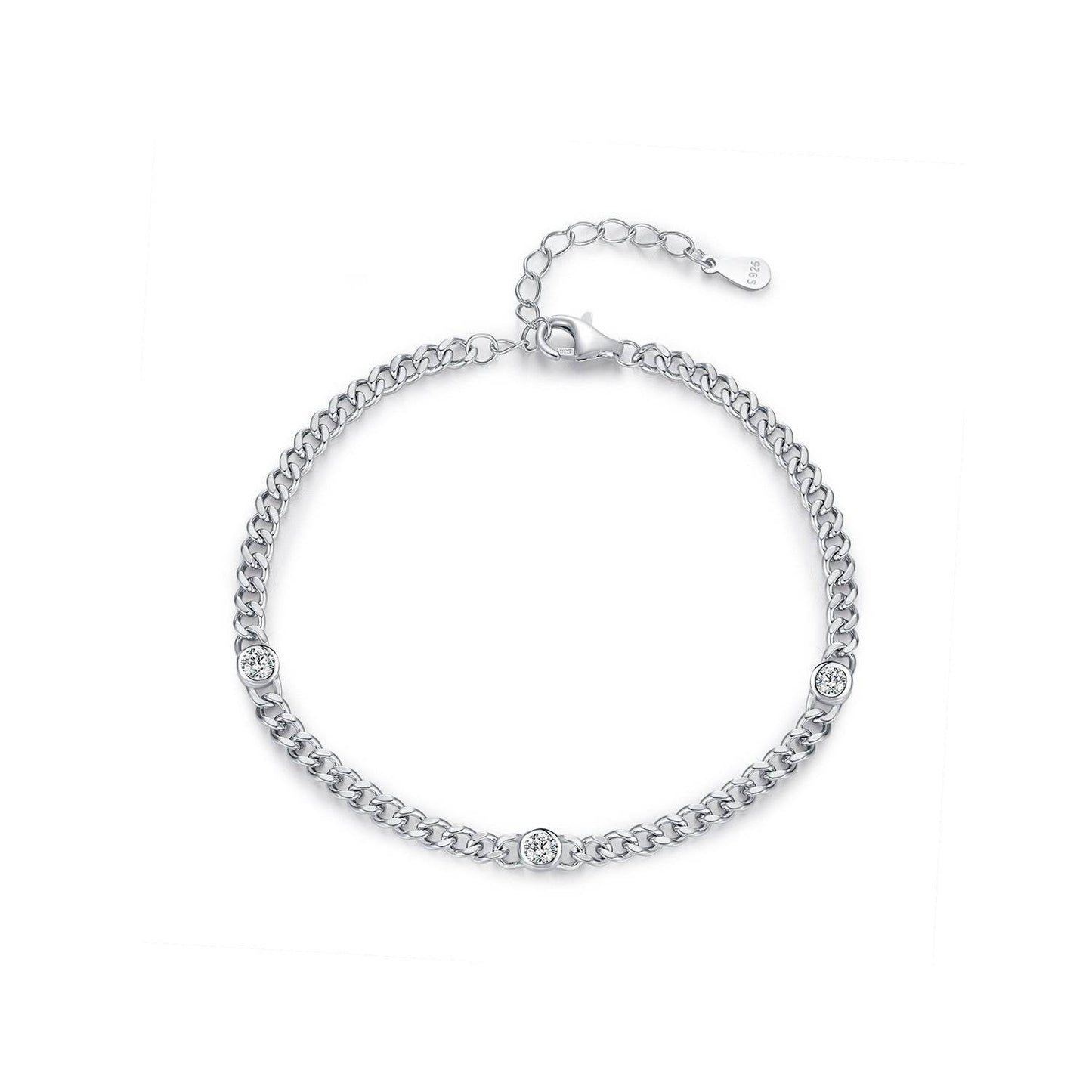 Personalized S925 Silver Diamond Bracelet - Trendy Punk Style for Women - Buy Center