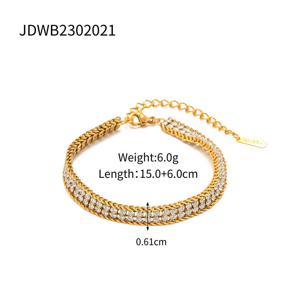 Stunning 18K Gold Double-Layer White Zircon Bracelet - Chic Modern Design - Buy Center
