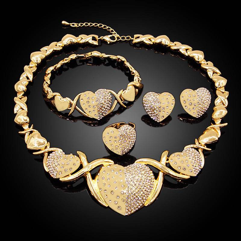 Buy Center Gold Zinc Alloy Jewelry Set - Necklace, Earrings, Bracelet, Ring - Buy Center