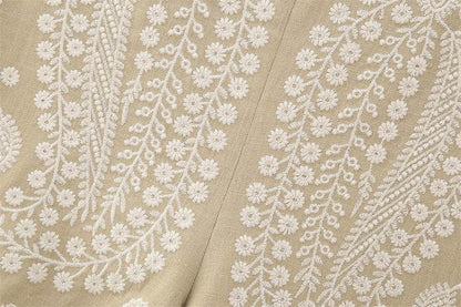 Buycenter Women's Casual A-Line Wide Leg Pants - High Waist, Embroidered Style - Buy Center