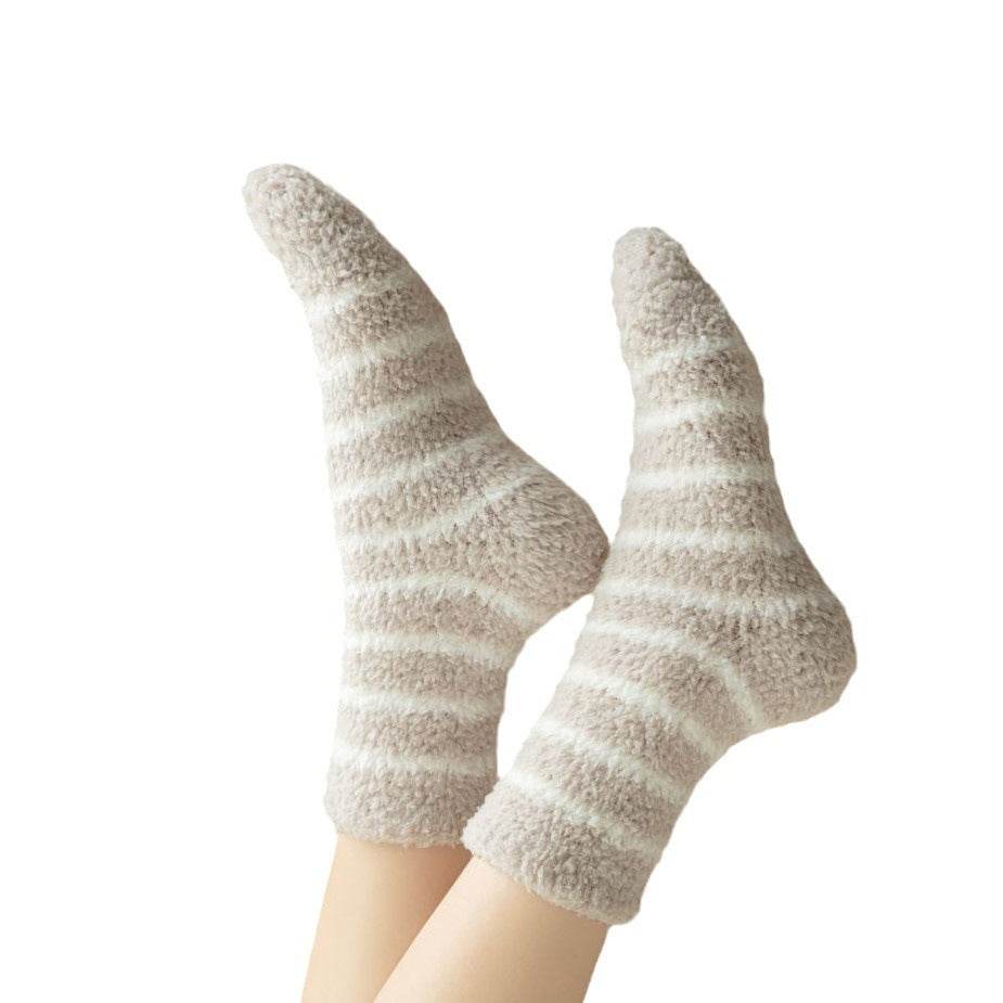 Women's Extra Thick Striped Socks - Breathable Coral Fleece Comfort - Buy Center