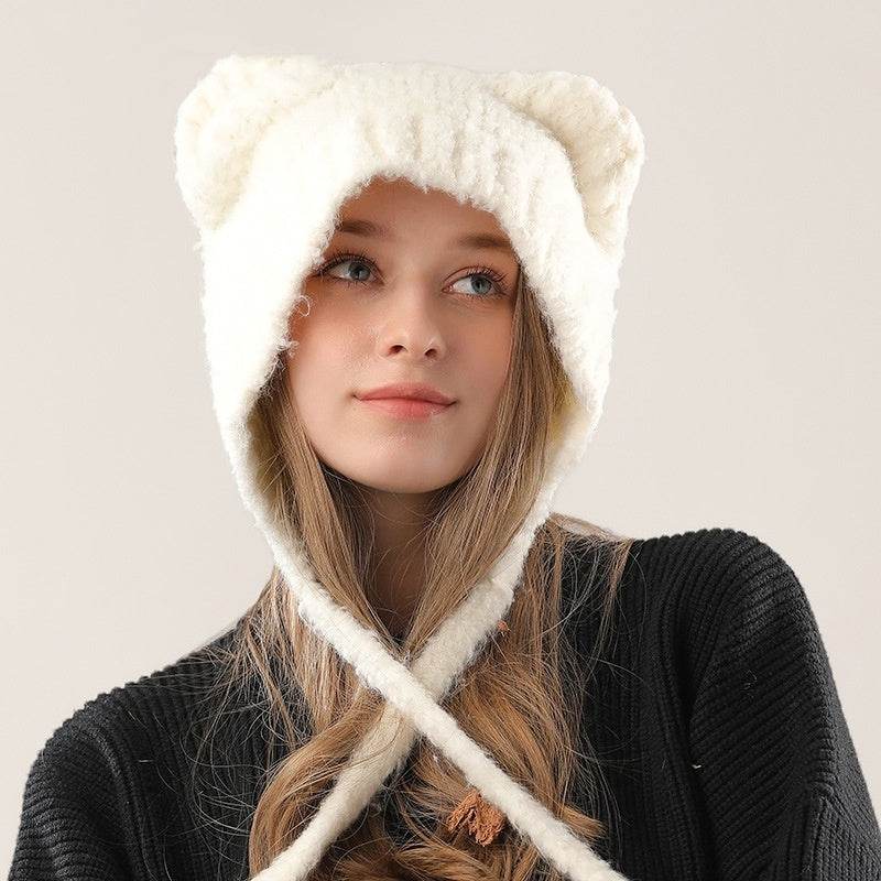Cute Bear Knitted Hat for Women - Warm Earmuffs for Winter Style - Buy Center