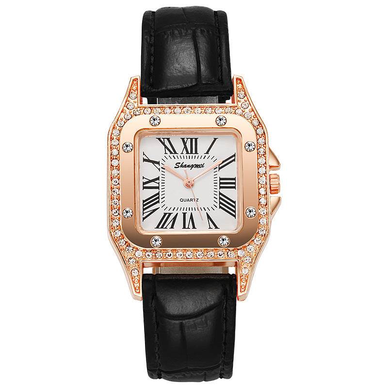 Square Diamond Women's Watch - Elegant Casual Style with Roman Numerals - Buy Center