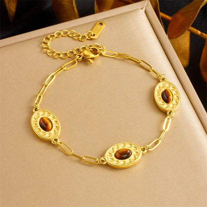 Buy Center Retro Gold-Plated Stainless Steel Oval Geometry Bracelet - Buy Center