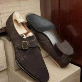 Men's Belt Buckle Shoes - Premium Brown & Dark Suede Formal Footwear - Buy Center