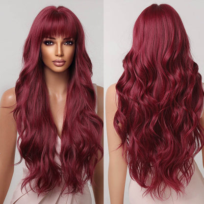 Long Curly Wine Red Wig - Perfect for Cosplay and Stylish Parties - Buy Center
