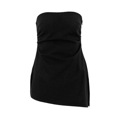 Irregular Fashion Tube Top Vest - Trendy Black & White Cotton Blazer - Buy Center