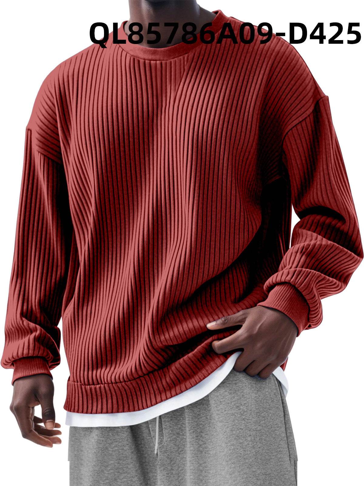 Buycenter Men's Trendy Long Sleeve Round Neck Top - Slim Fit Cardigan - Buy Center