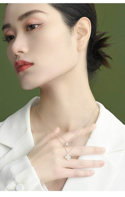 Buycenter Women's Sterling Silver Gold Clover Clavicle Chain Necklace - Buy Center