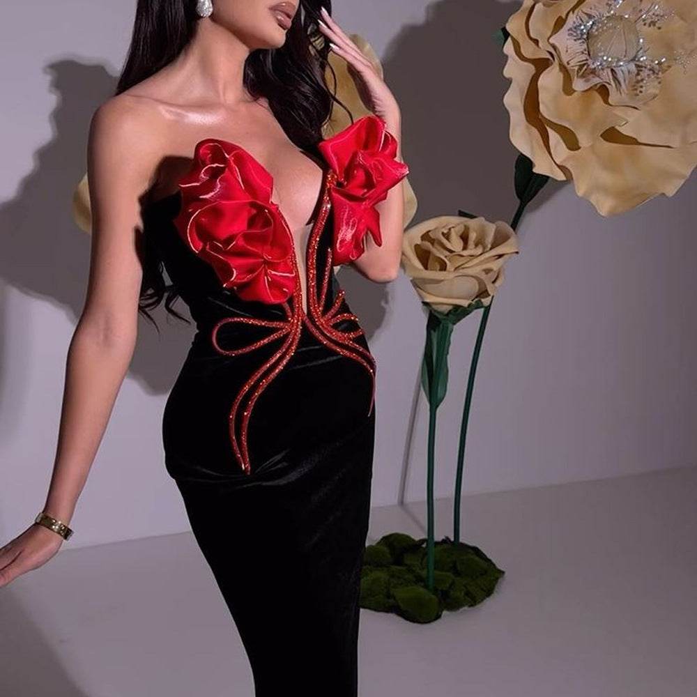Elegant Temperament Evening Dress - Flower Chain Strapless Style 2025 - Buy Center