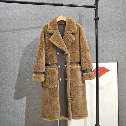 Double Breasted Lamb Fur Coat - Stylish Wool Blend for Commuting 2025 - Buy Center