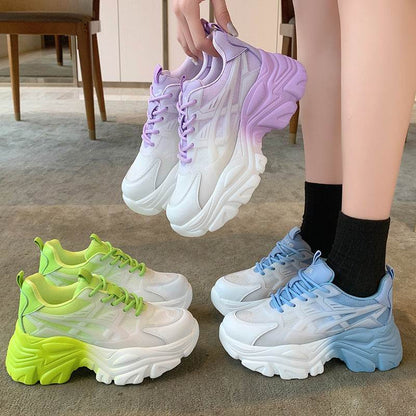 Buycenter Women's Colorful Sequin Lace-Up Sneakers - Trendy Platform Style - Buy Center