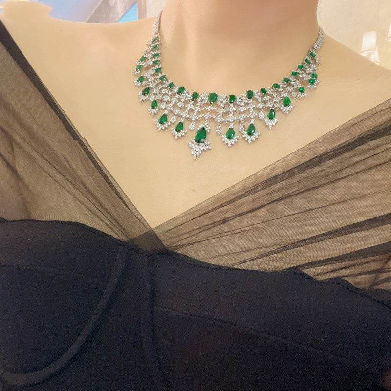 Buycenter Emerald Green Zircon Jewelry Set - Necklace, Earrings, Ring, Bracelet - Buy Center