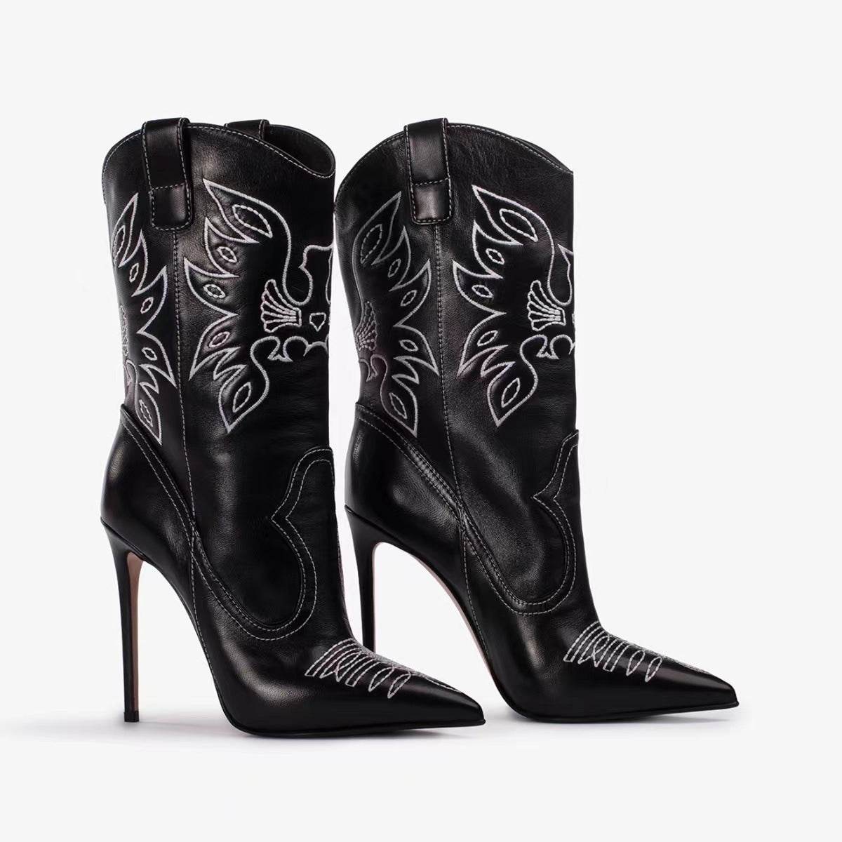 Stylish Women's Western High-Heel Boots - Stiletto, Denim & PU - Buy Center