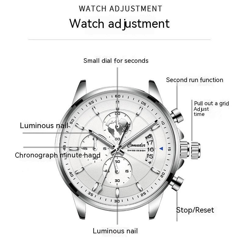 Buycenter Full-Automatic Waterproof Calendar Watch - Luminous Quartz Style - Buy Center
